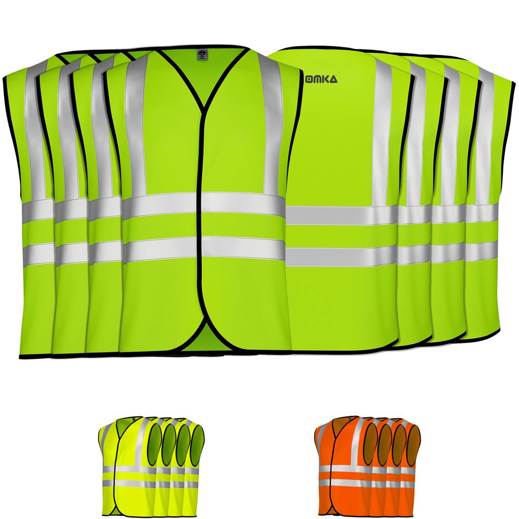 4x Warnweste Sicherheitsweste Auto Sicherheitswarnweste Pannenweste, Farbe:Neon Grün, Größe:2XL