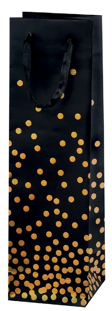 SUSY CARD Flaschentüte "Dots gold" für 1 Flasche