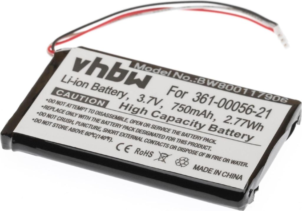 vhbw Akku Ersatz für Garmin 361-00056-21 für GPS Navigation Navi (750 mAh, 3,7 V, Li-Ion)