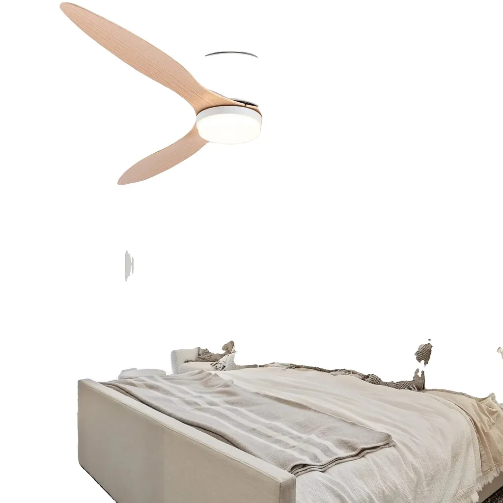Ventilateur de plafond 52 pouces orange pour salon moderne avec lumière LED