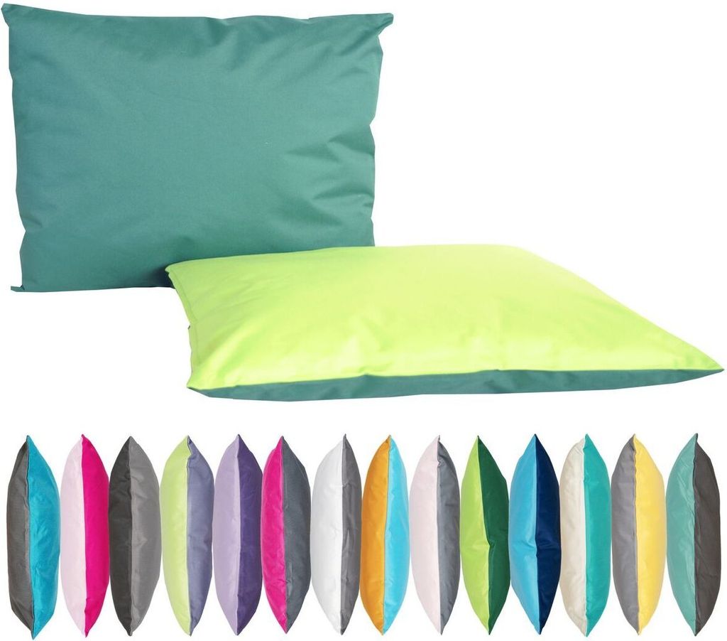 JACK 2-farbiges Wende Outdoor Lounge Kissen 30x50cm Dekokissen inkl. Füllung Wasserfest Sitzkissen Garten Stuhl, Farbe:Dunkelgrün - Grün