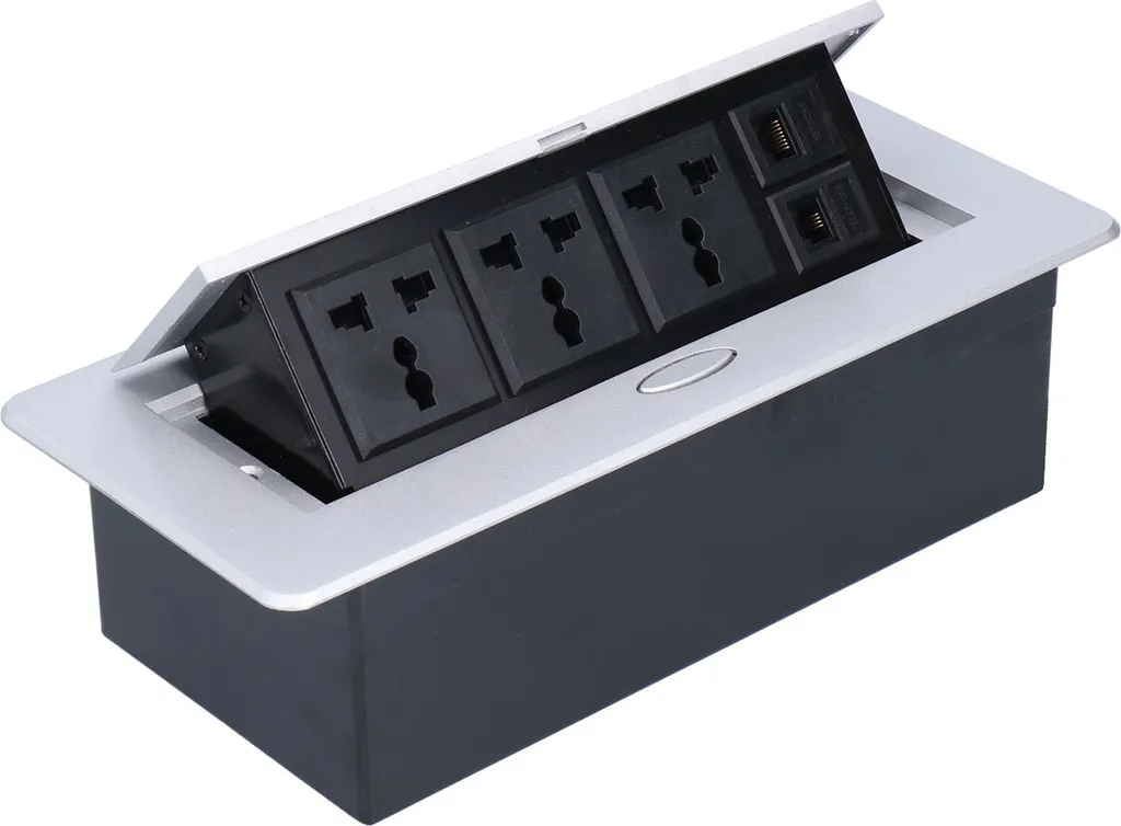 Prise électrique de sol 13A 250V avec connecteurs réseau et téléphone RJ