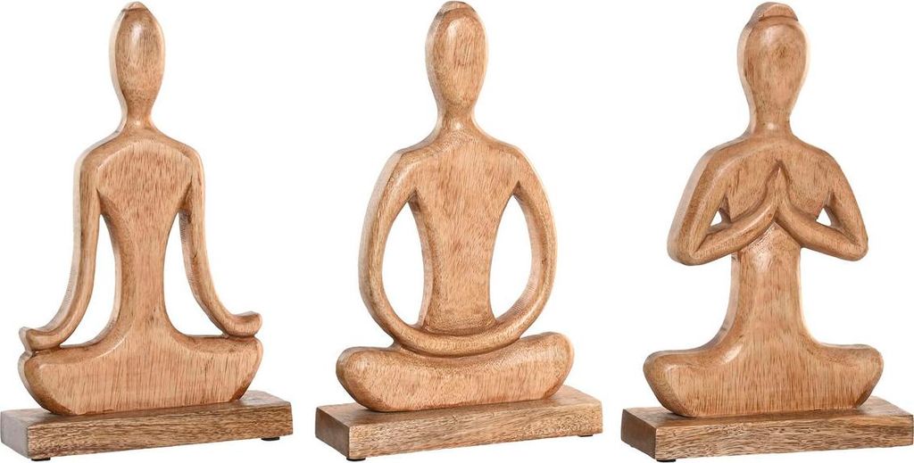 Deko-Figur Home ESPRIT Hellbraun natürlich Yoga Araber 17,7 X 6 X 28,5 CM (3 Stück)