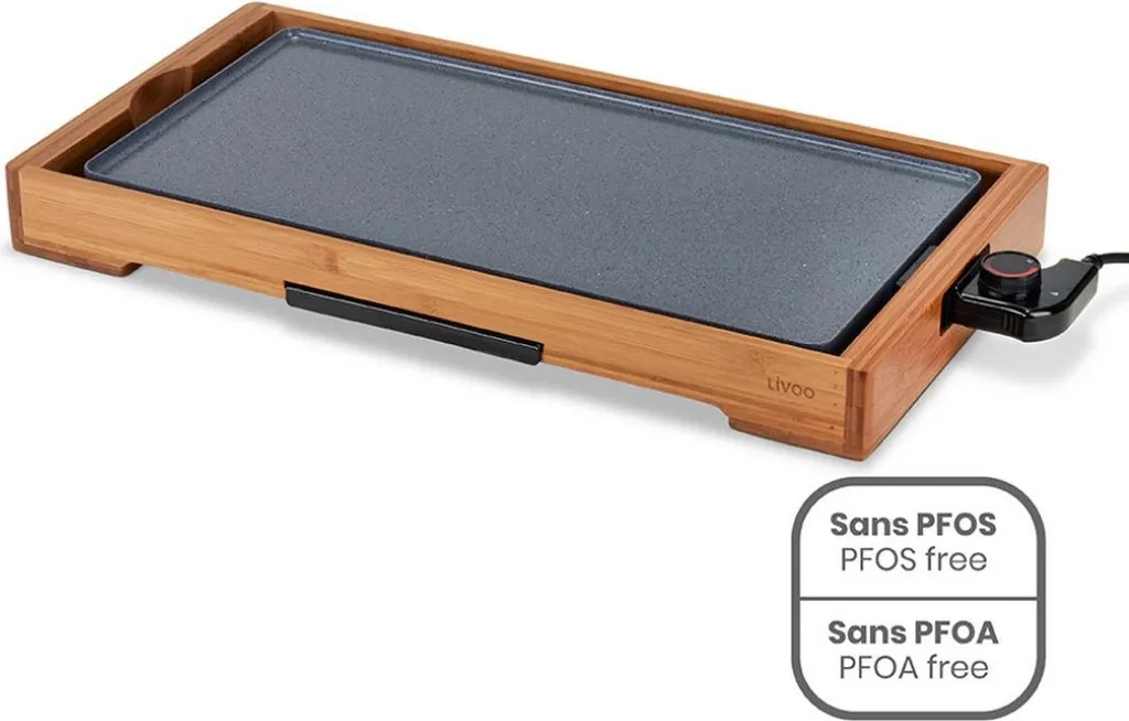 Livoo DOC322 Piastra in Bambù 2200W - Barbecue Elettrico Ceramica