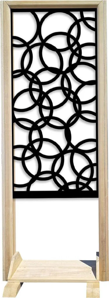 CERCHI SMALL Séparateur Paravent Modulable 70x190cm en Bois et PVC Noir