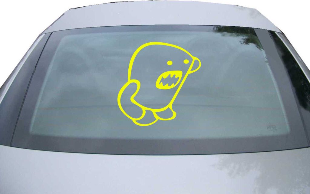 Indigos UG - Aufkleber Heckscheibe & Motorklappe DE6155 - neongelb - 600x596 mm - domo - Auto Scheiben Fenster Heckklappe Tuning Racing JDM - Die cut