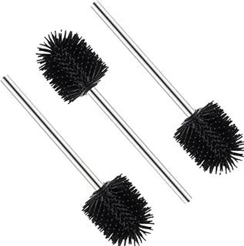 3 spazzole per WC in silicone, spazzola per WC, spazzola per WC, spazzola di ricambio in acciaio inossidabile, 8 x 35 x 8 cm, nero