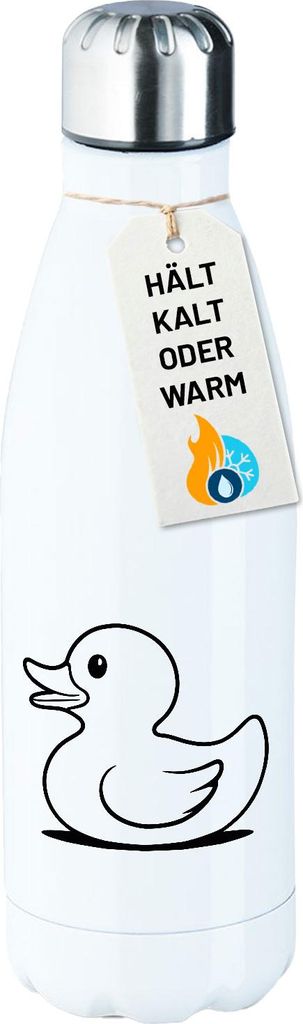 Huuraa Trinkflasche Gummiente Silhouette 500ml White Edelstahl Wasserflasche Trinkflasche Geschenkidee