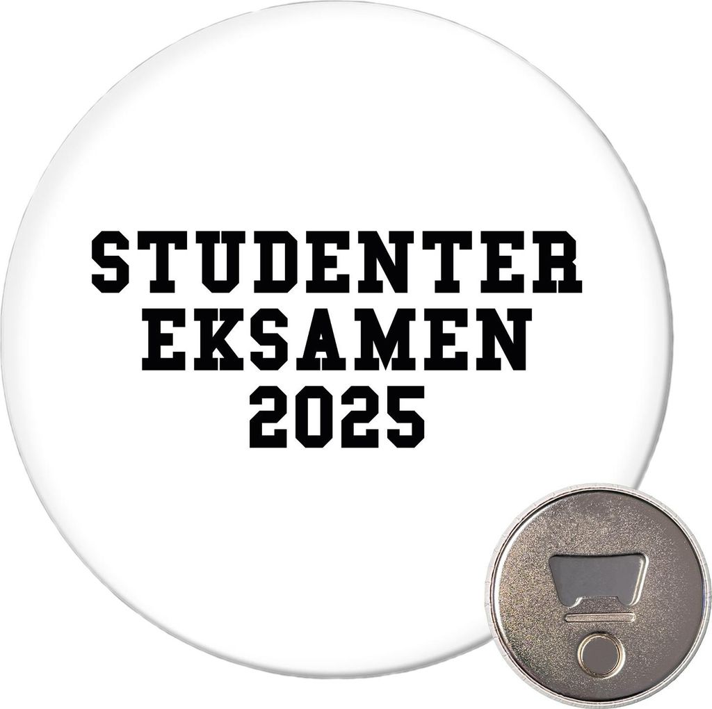 Huuraa Magnet Studentereksamen 2025 Abschluss Dänemark 59mm Kühlschrankmagnet rund Flaschenöffner Geschenkidee