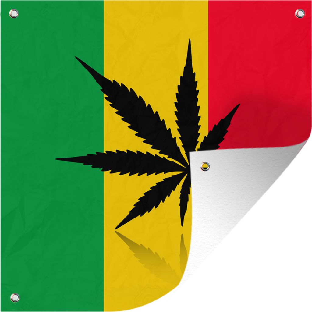 MuchoWow 100x100 cm Outdoor-Poster Gartendeko Sichtschutz Garten Poster für den Garten Eine Illustration einer Reggae-Flagge