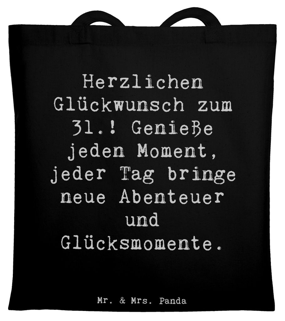 Mr. & Mrs. Panda Schultasche Spruch 31. Geburtstag - Schwarz - Geschenk, Meilenstein, Shopping Tasche, Happy Birthday, Uni, Geburtstagsgeschenk, La...