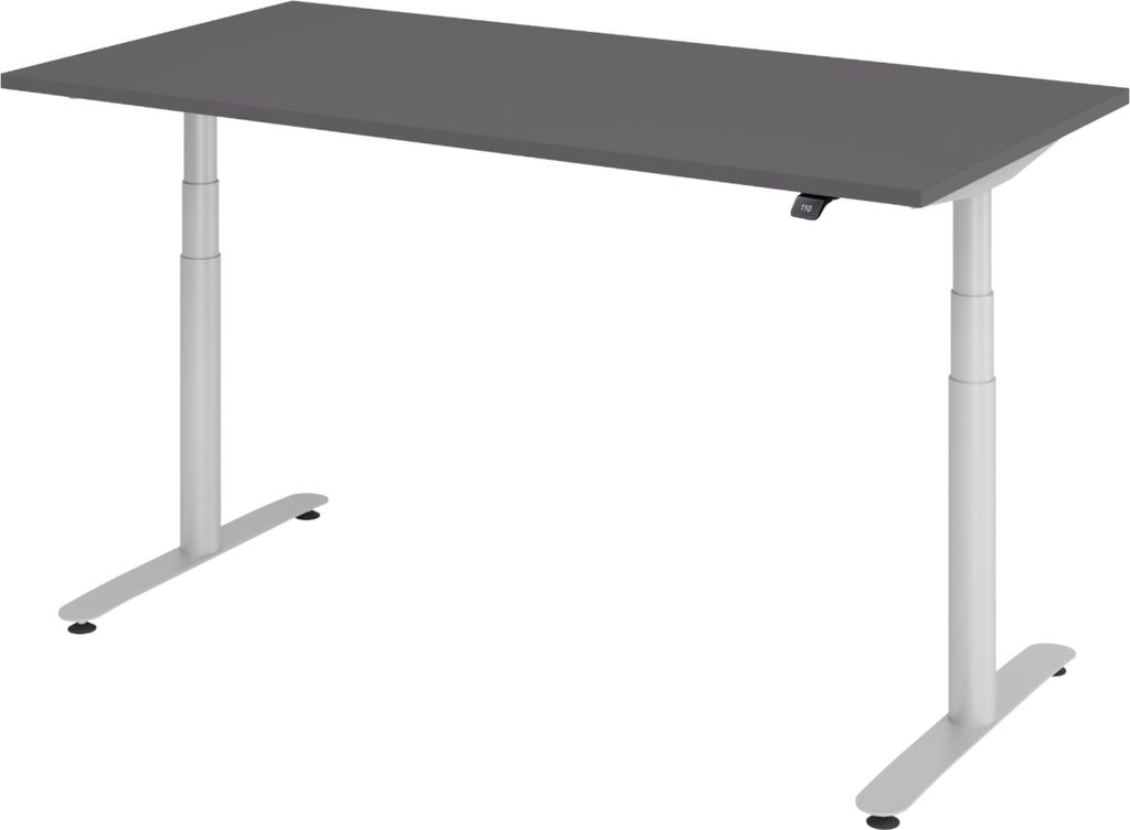 bümö Schreibtisch elektrisch Bluetooth & App XDLR - Gestell: Silber, Größe: 160 x 80 cm, Nachbildung: Graphit