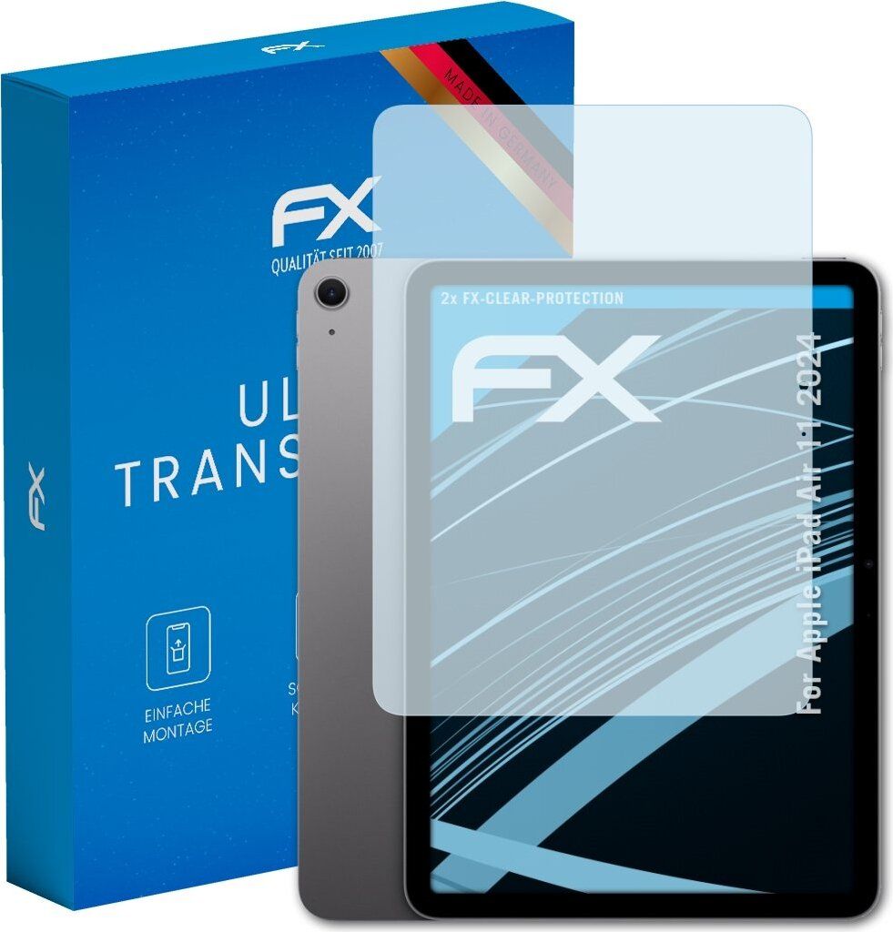 atFoliX FX-Clear 2x Schutzfolie kompatibel mit Apple iPad Air 11 (2024) Displayschutzfolie