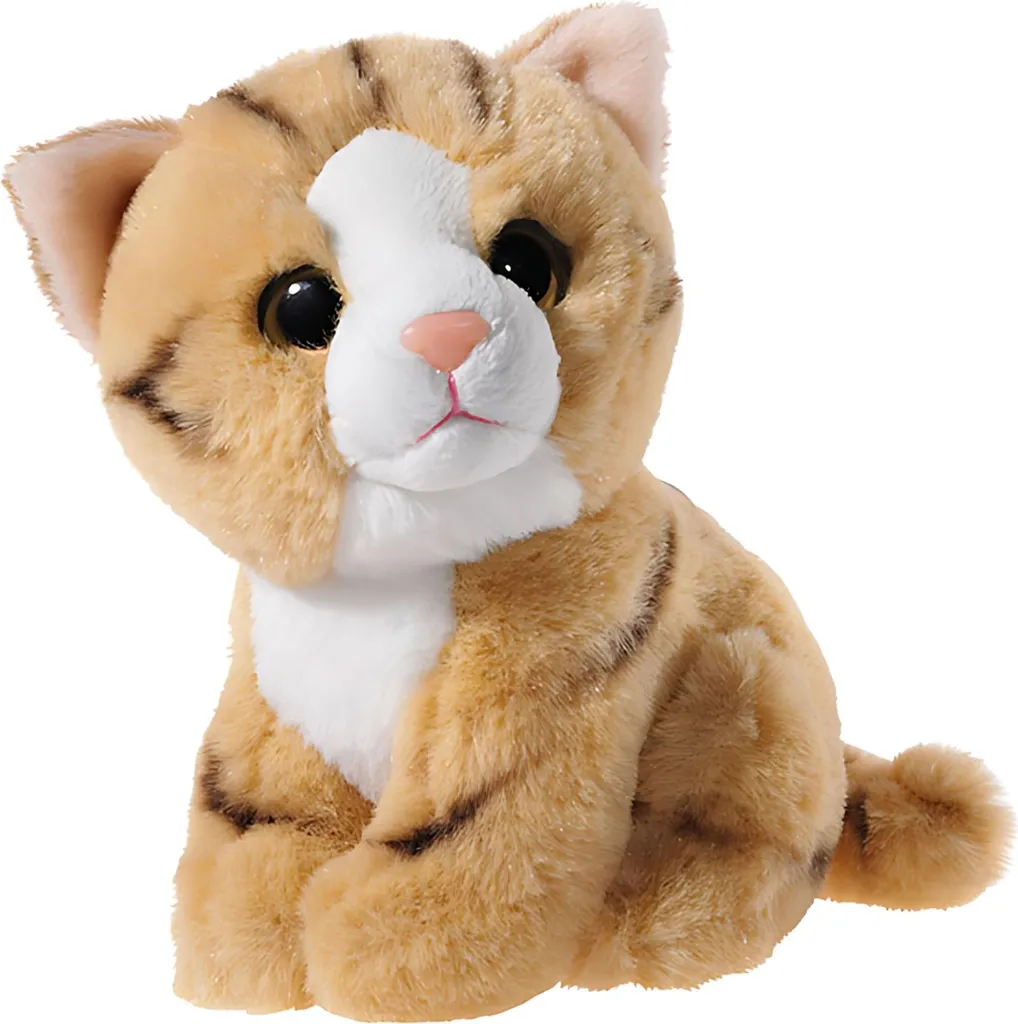 Peluche Mini-Mi chat 14 cm couleur or : doudou pailleté petit format