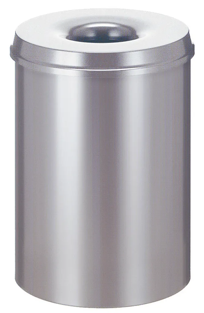 Corbeille auto-extinguible 30L V-Part en acier gris pour la sécurité