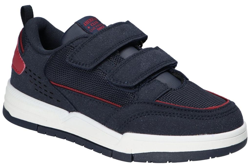 American Club ES218, Kinder Sneaker Klettverschluss Leder-Einlegesohle rutschhemmend, Marine 34