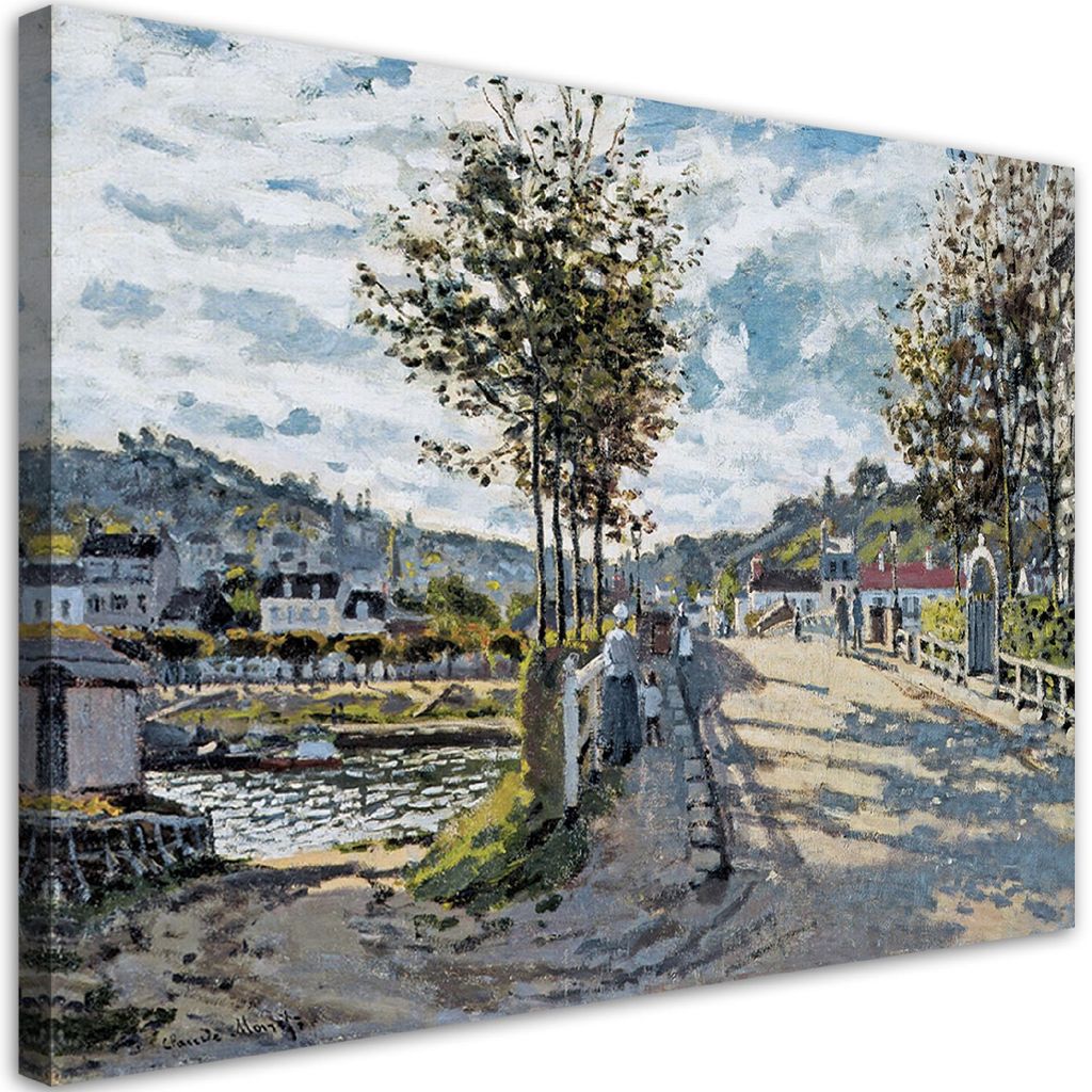 Leinwandbild Die Brücke von Bougival - Claude Monet 90x60 Feeby Bunt bild für die wand bereit zum aufhängen
