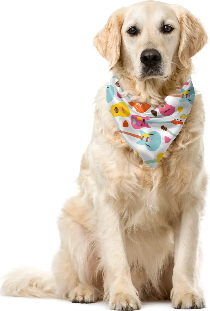 ABAKUHAUS Bandana per animali domestici con chitarra, Summer Festival Colorata, 55x55 cm, Multicolore