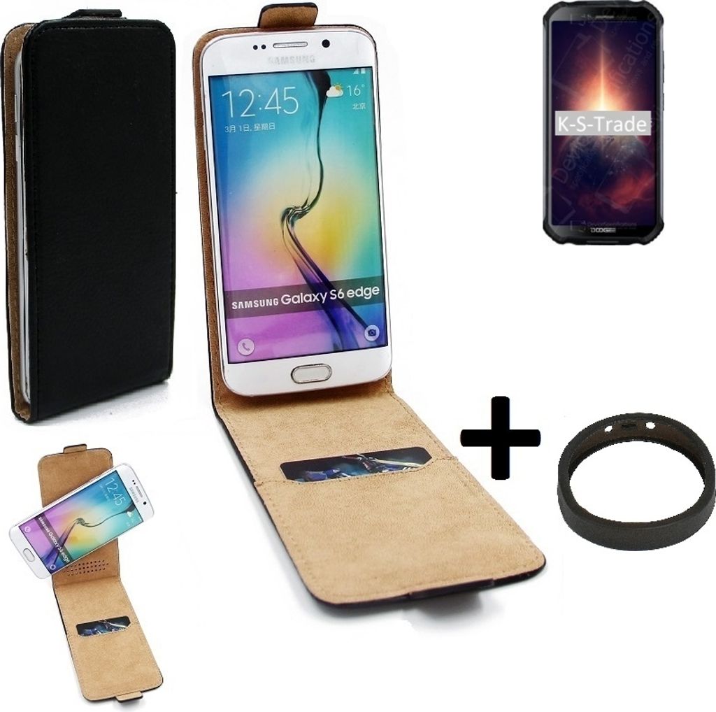 K-S-Trade TOP SET Handyhülle kompatibel mit Doogee S40 Pro 360° Flipstyle Schutzhülle Smartphone Tasche schwarz + TPU Bumper, Case Hülle Flip
