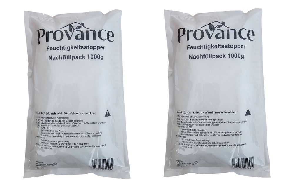 2 Stück Raum Luftentfeuchter Granulat 1kg 1000g Vliesbeutel Nachfüllpack (7€/kg)