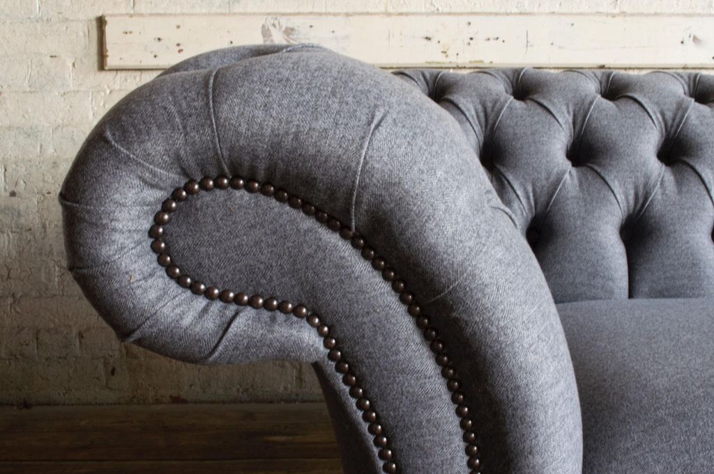 Design Sofa Chesterfield Luxus Klass Couch Polster Garnitur Leder Textil 1091