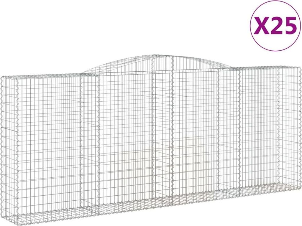 vidaXL Gabionen mit Hochbogen 25 Stk 400x50x160/180cm Verzinktes Eisen
