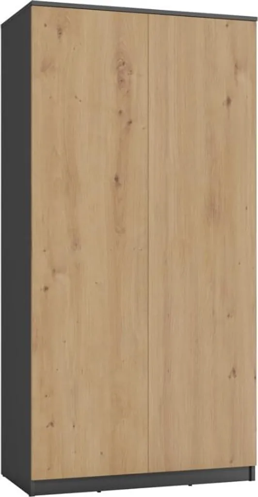Armoire bicolore anthracite et chêne 6 tablettes modulables