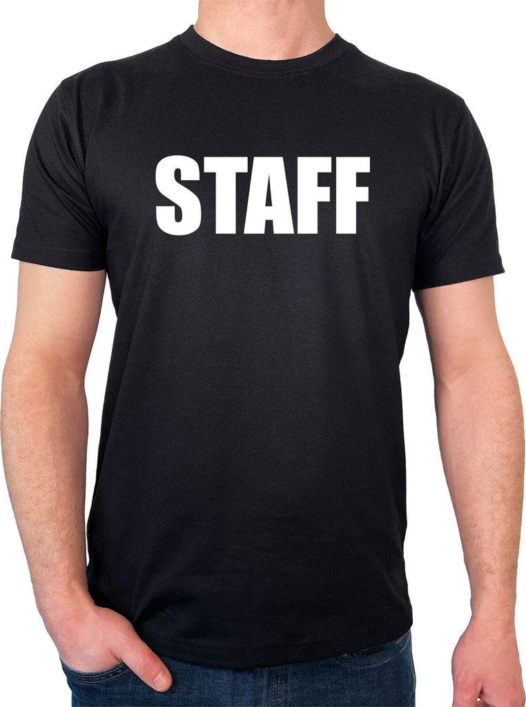Huuraa Herren T-Shirt Staff Schriftzug XXL Black Bio Baumwolle Fairtrade Herrenshirt Geschenkidee