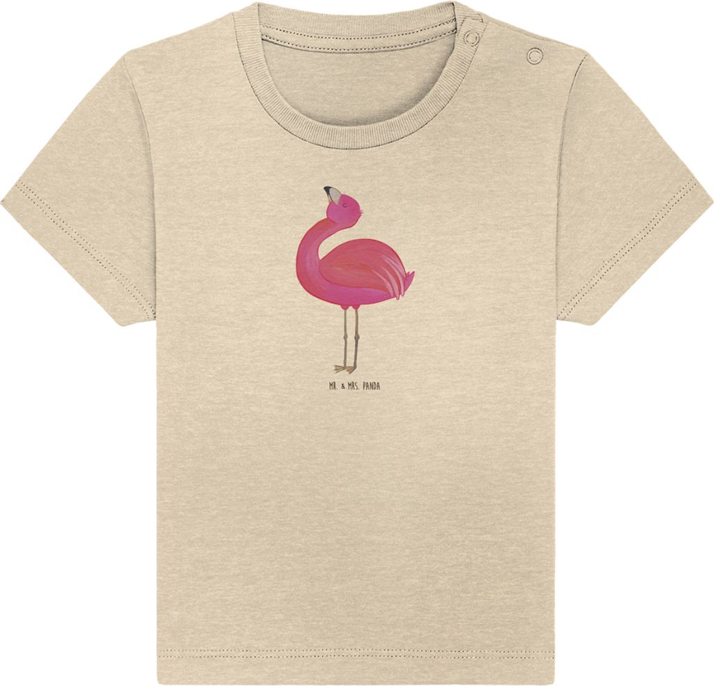 Mr. & Mrs. Panda T-Shirt Flamingo Stolz 24. - 36. Monat - Natural Raw - Geschenk, Schwester, Baby Top, Rosa, Freude, Freundin, Babyshirt, Baumwolls...