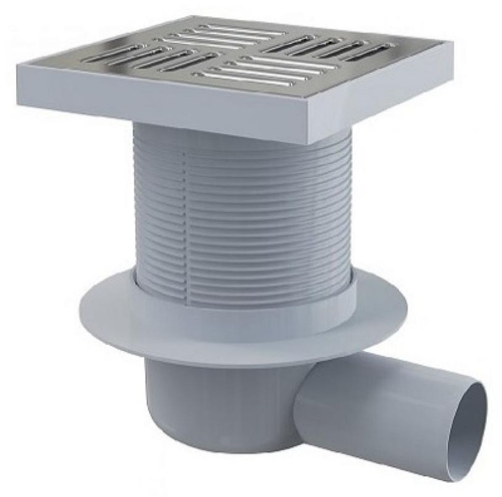 Podlahová vpusť bočná DN50, mriežka nerez 150mm, vodná Obrázok produktu 