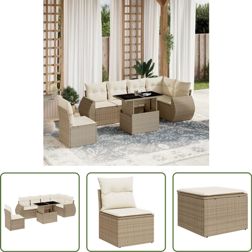 The Living Store 7-tlg. Garten-Sofagarnitur mit Kissen Produktbild 