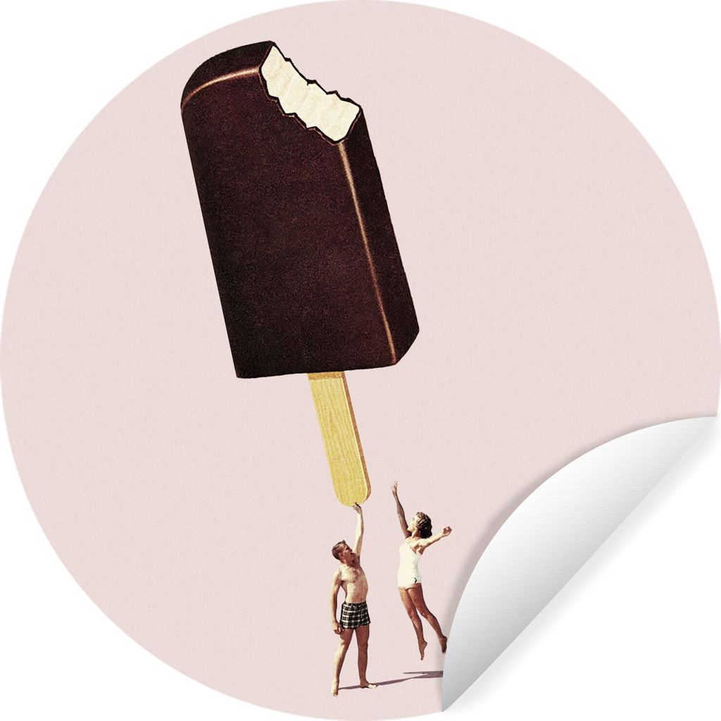 MuchoWow Runde Wandtattoo - Wandsticker Tapete Aufkleber Eiscreme - Schokolade - Pastell - Vintage Ø 30 cm Selbstklebend und Repositionierbar - ...