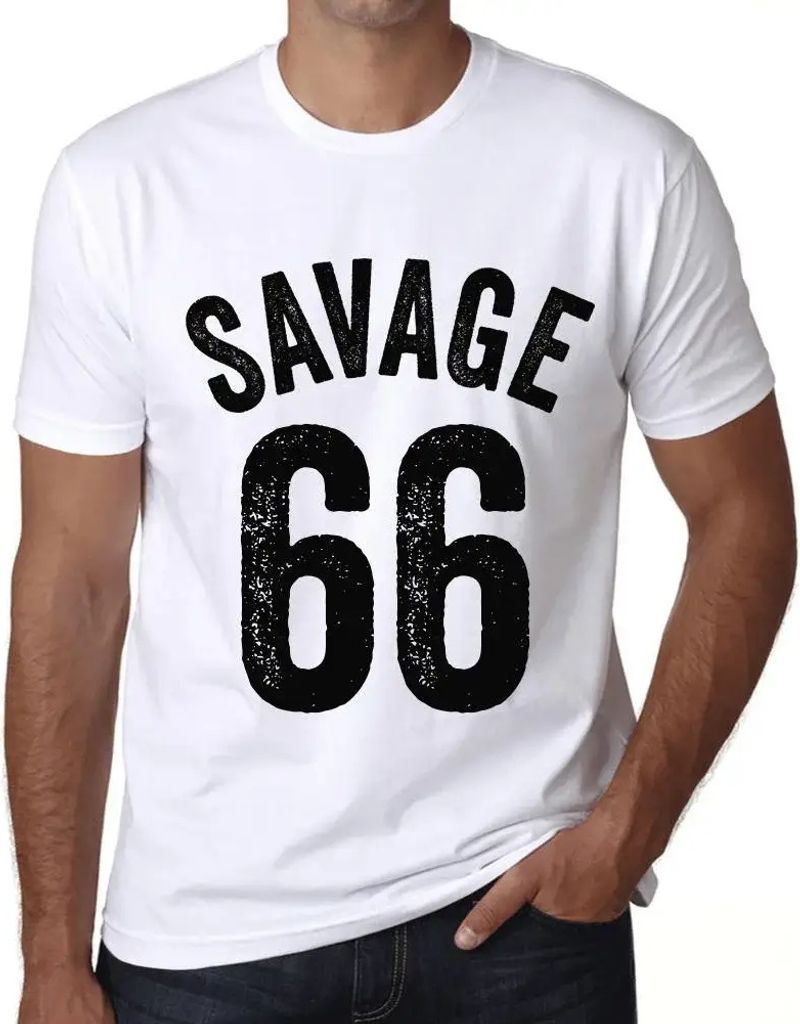 Herren Grafik T-Shirt Savage 66 Geschenk 66. Geburtstag Jahrestag 66 Jahre Jubiläum 66 Jährige Mann Jahrgang 1958 Kurzarm Lustige Druck