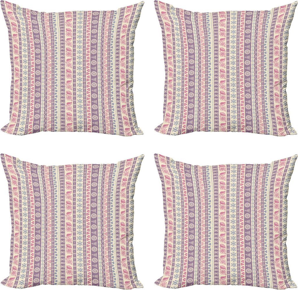 ABAKUHAUS Gestreift Kissenbezug Set (4 Stück), Blumenblätter, Moderner Doppelseitiger Digitaldruck, 45 cm x 45 cm, Pale Pink Mauve