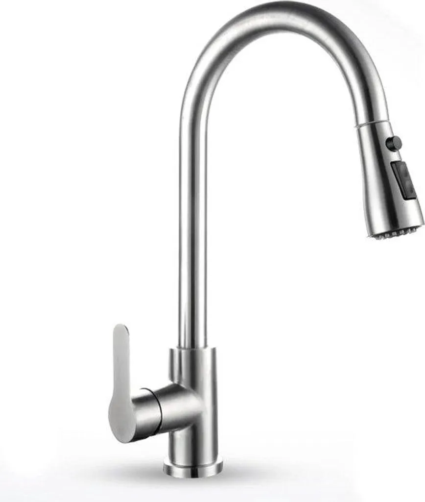Mitigeur cuisine inox anti-traces et cartouche céramique silencieuse