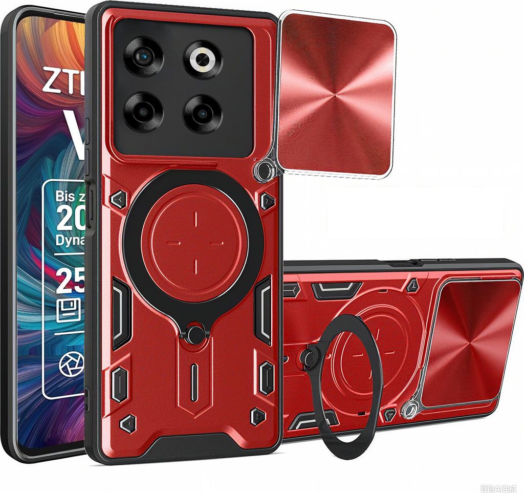 Outdoor Panzer Hülle für ZTE Blade V70 Handyhülle mit Slide Kameraschutz Ringhalter Bumper in Rot