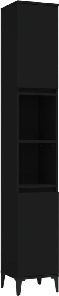 vidaXL Armadietto da bagno nero 30x30x190 cm Materiale a Immagine del prodotto 