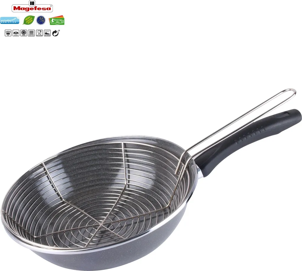 Magefesa PARMA: Padella Friggitrice 26 cm in Acciaio Smaltato Grigio