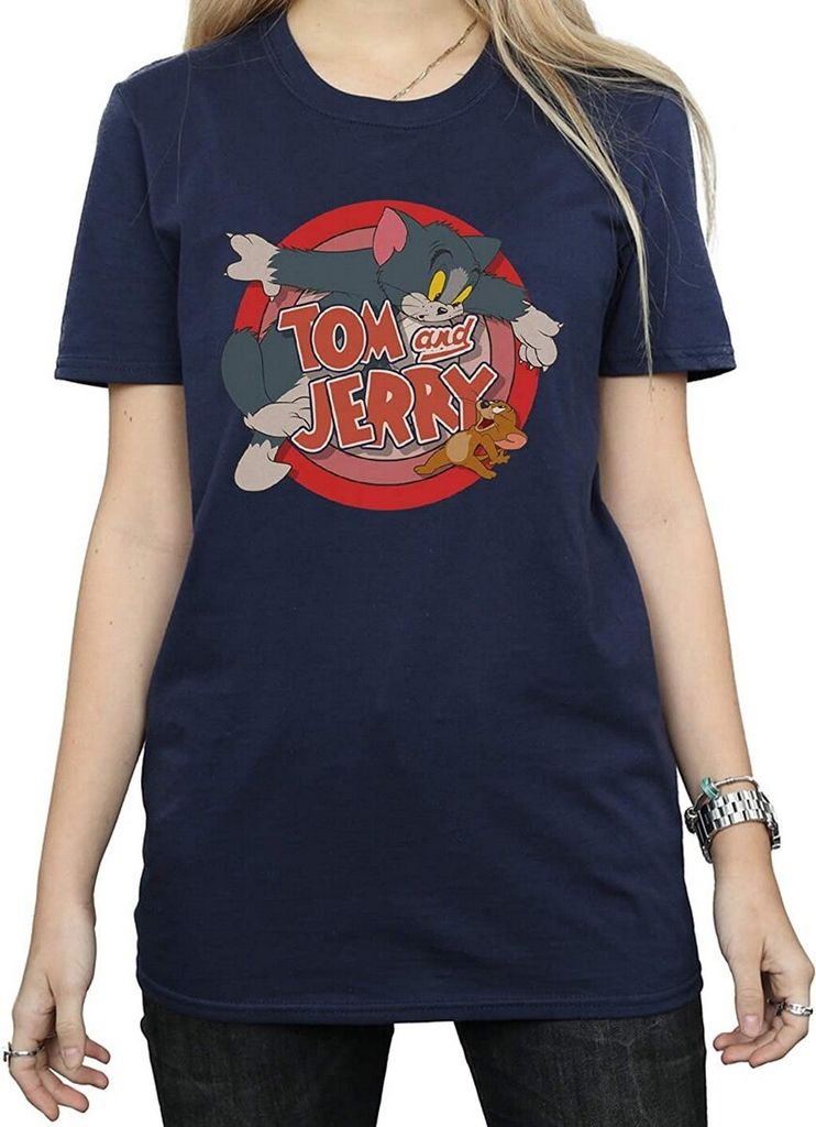 Tom and Jerry - "Catch" T-Shirt für Damen BI741 (XL) (Marineblau)