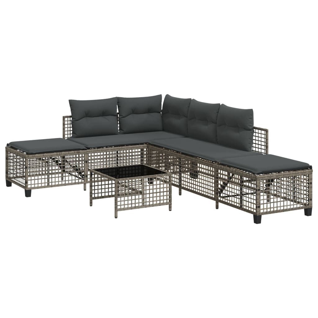 3-tlg. Garten-Ecksofa-Set mit Kissen Grau Poly Rattan, Gartensofas 2024 Neu