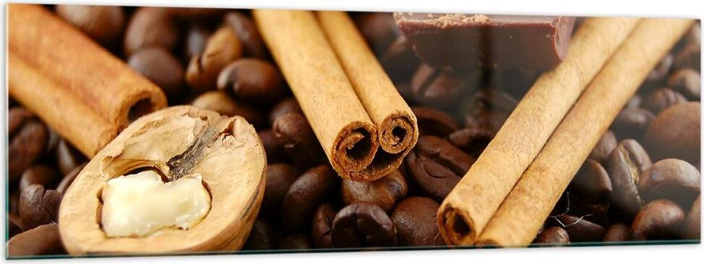 Bilder auf glas - Gerösteter Kaffee Aroma Schokolade - 160x50cm - Glasbilder - Wandbilder - Kunstdruck - Wanddekoration aus Glas - Glas Bilder - W...