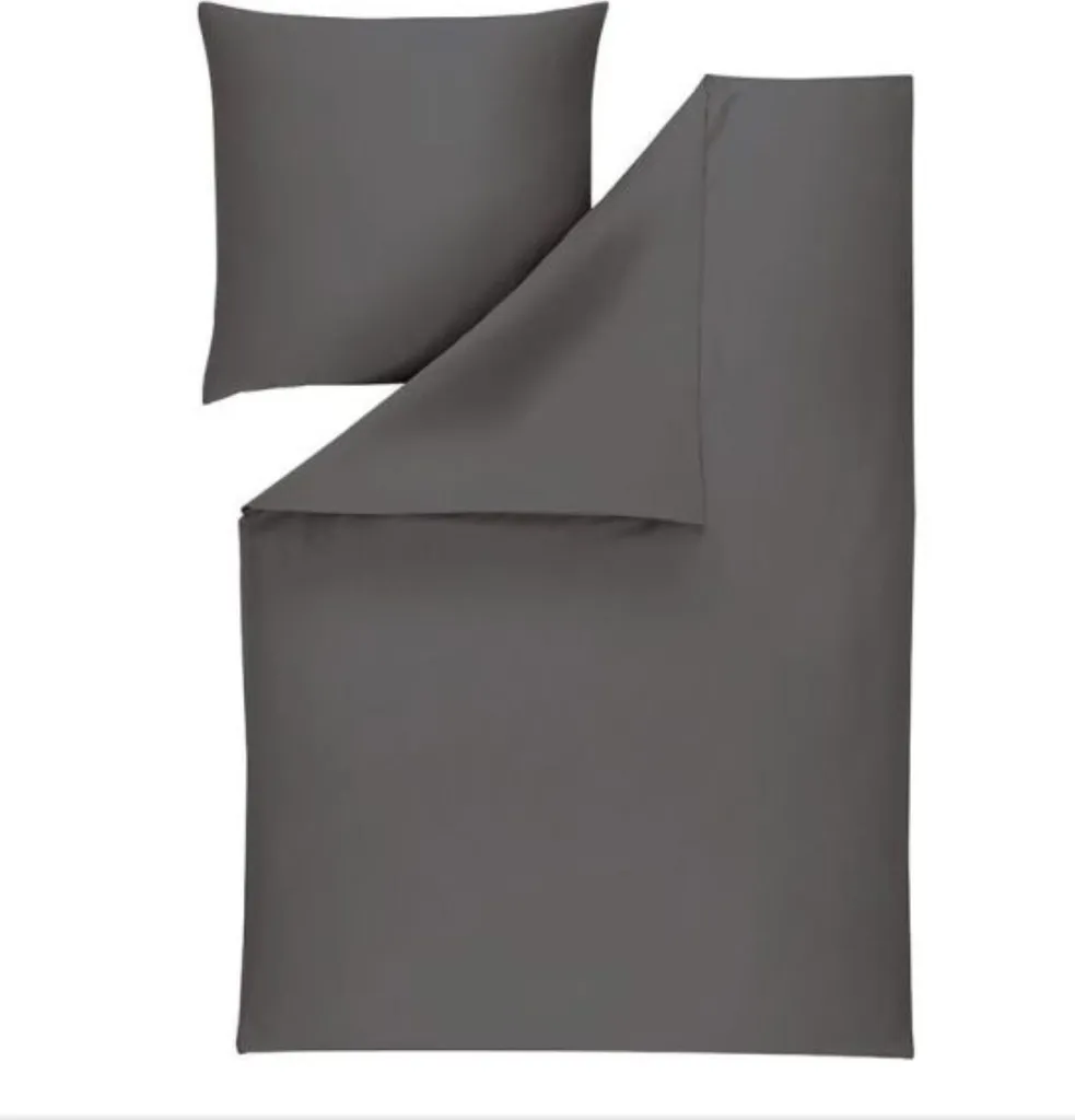 Housse de Couette en Satin de Coton Mako Estella Gris 135x200