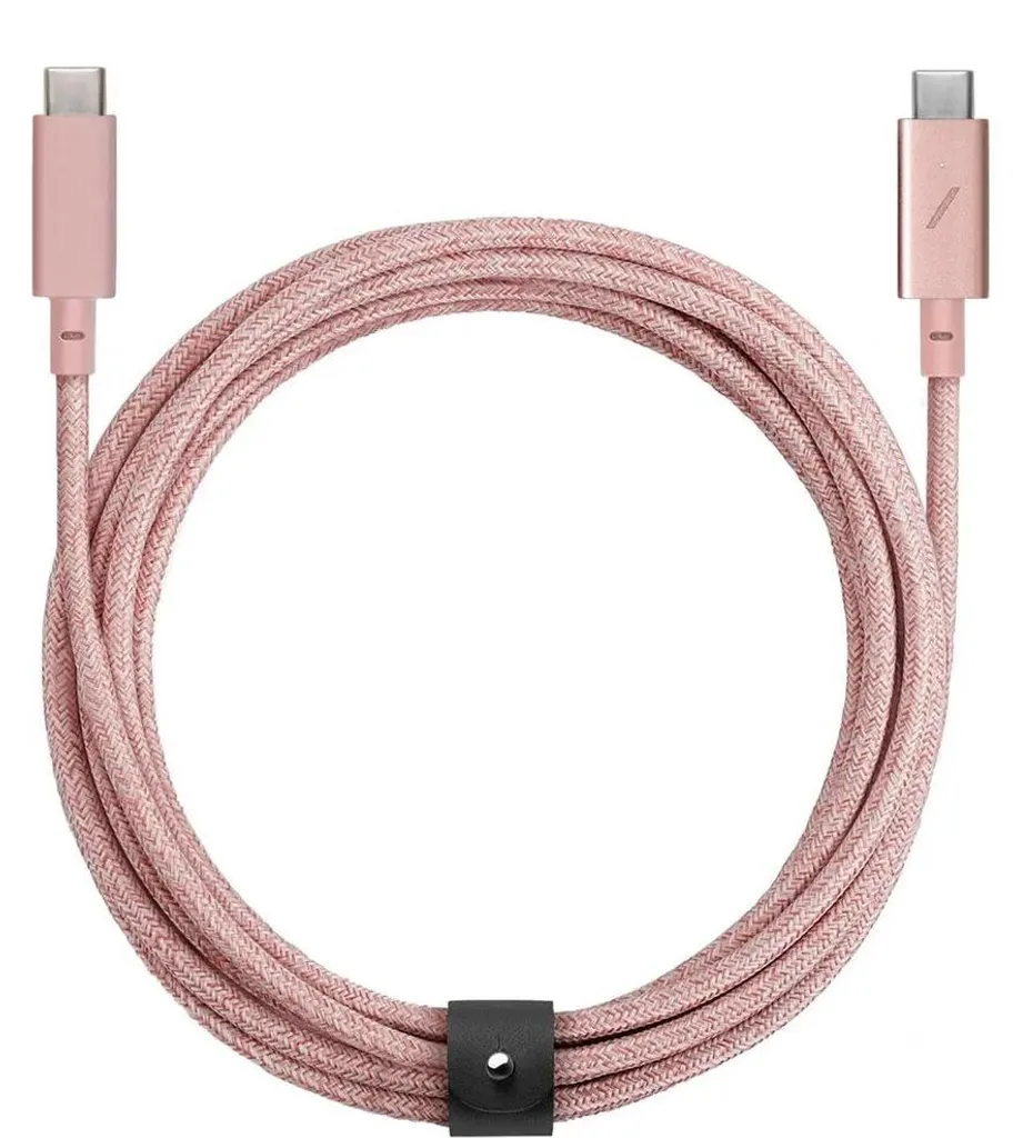 Câble de Charge USB-C Nylon Tressé Rose 2.4m pour MacBook et iPad Pro