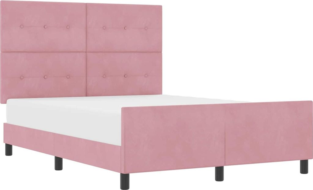 Boxspringbett mit Kopfteil Rosa 140 x 190 cm Samt