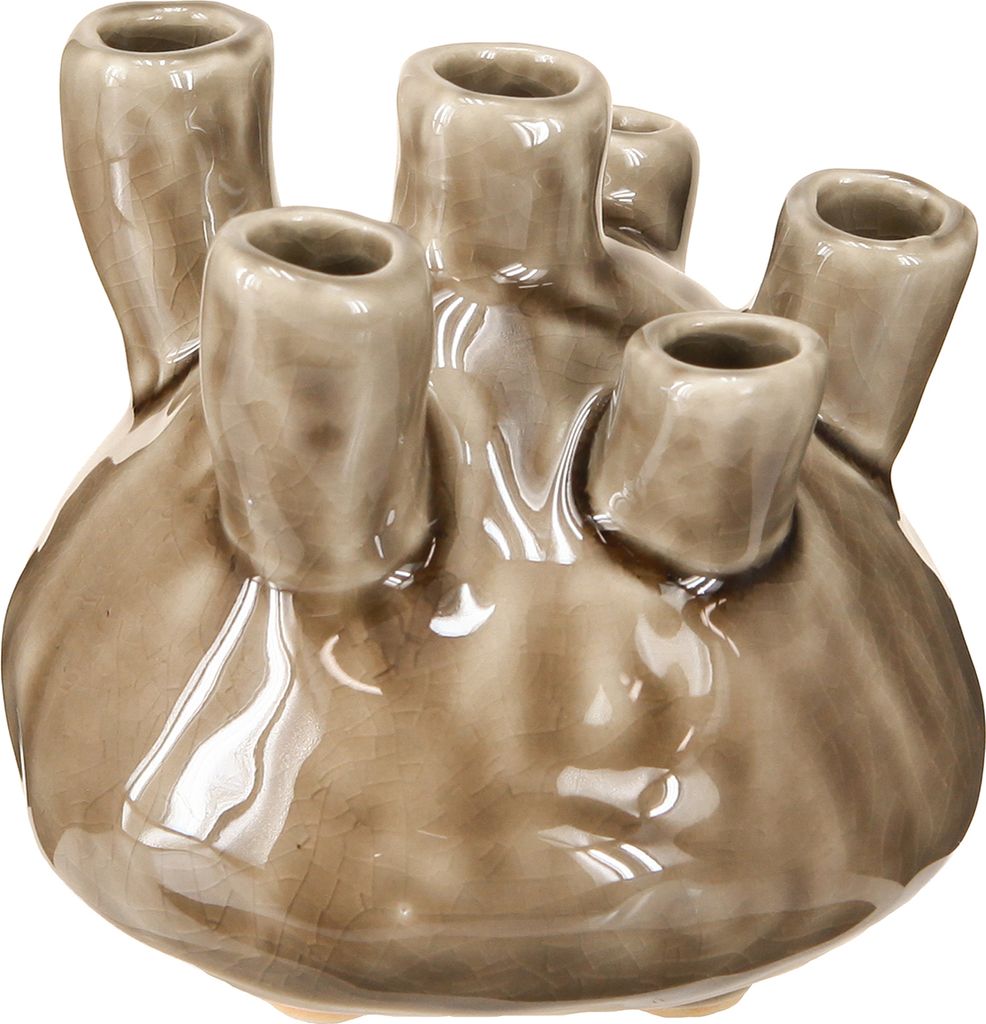 Maritime Keramik Vase Korallenoptik Braun Ø11,5cm H10cm Deko