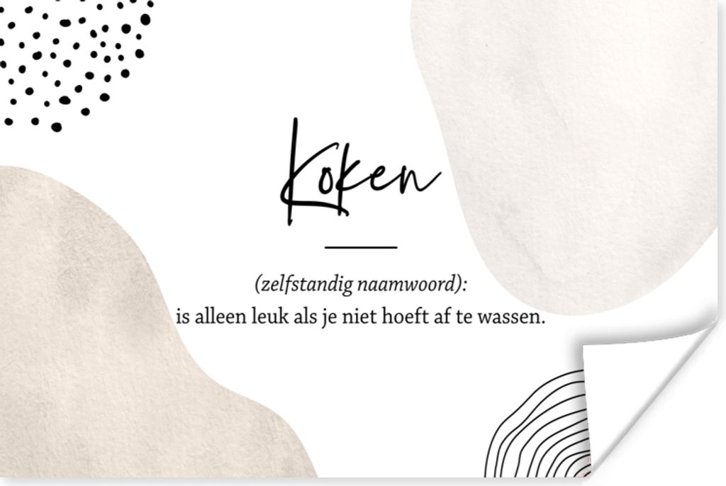 MuchoWow Poster kochen - kochen definition - Sprichwörter - Wörterbuch - Zitate 90x60 cm - Schlafzimmer