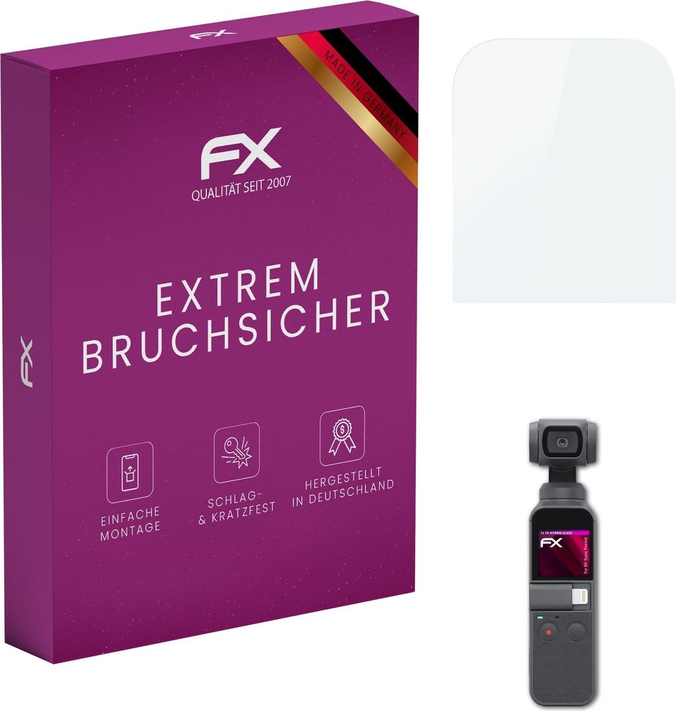 atFoliX FX-Hybrid-Glass Displayfolie kompatibel mit DJI Osmo Pocket Glasfolie