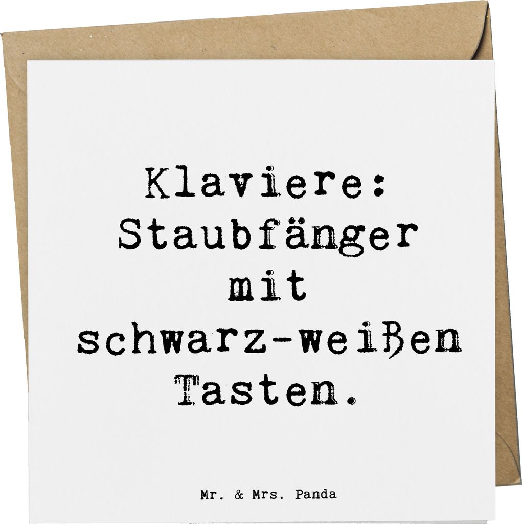 Mr. & Mrs. Panda Grußkarte Spruch Klavier Staubfänger - Weiß - Geschenk, Glückwunschkarte, faltkarte, Lernen, Tasteninstrument, anlasskarte, Kl...