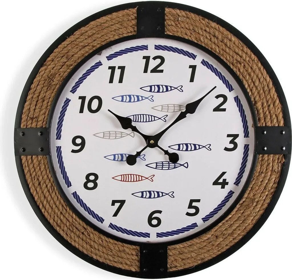 Horloge murale métal 60x60 cm design poisson Deversa finition luxe