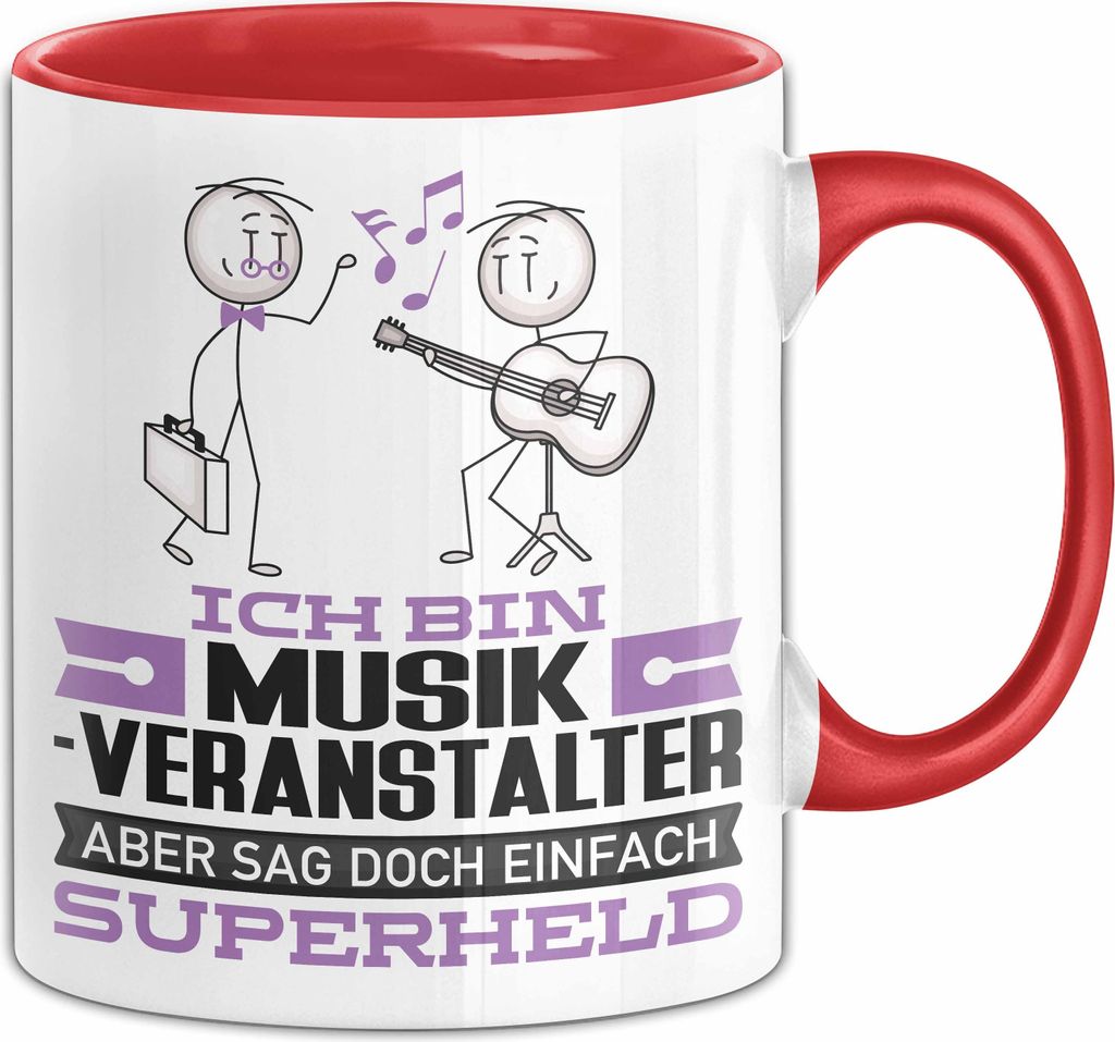 Musikveranstalter Geschenk Tasse Ich Bin Musikveranstalter Aber Sag Doch Einfach Superheld Lustige Geschenkdiee für Musikveranstalter Kaffee-Beche...